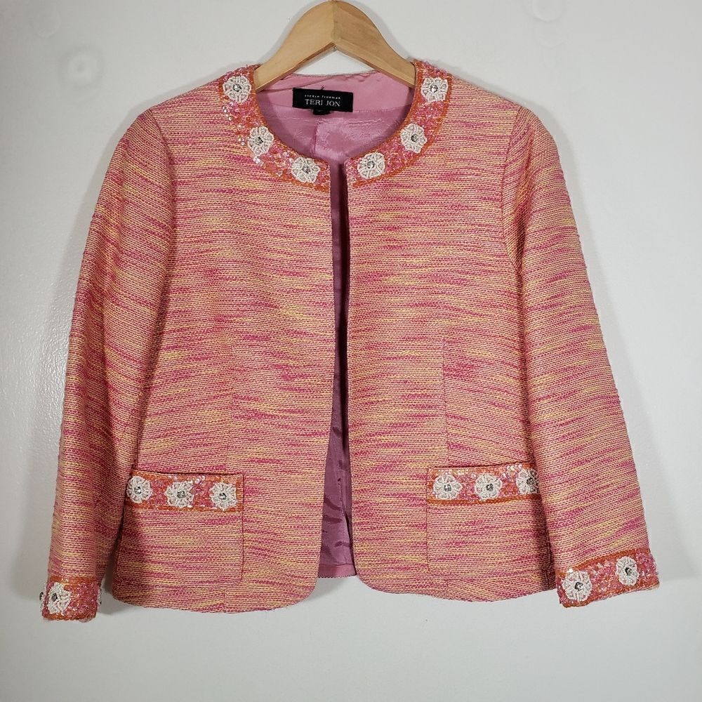 Rickie Freeman Teri Jon Vintage Beautiful Y2K Beaded Blazer Size 8